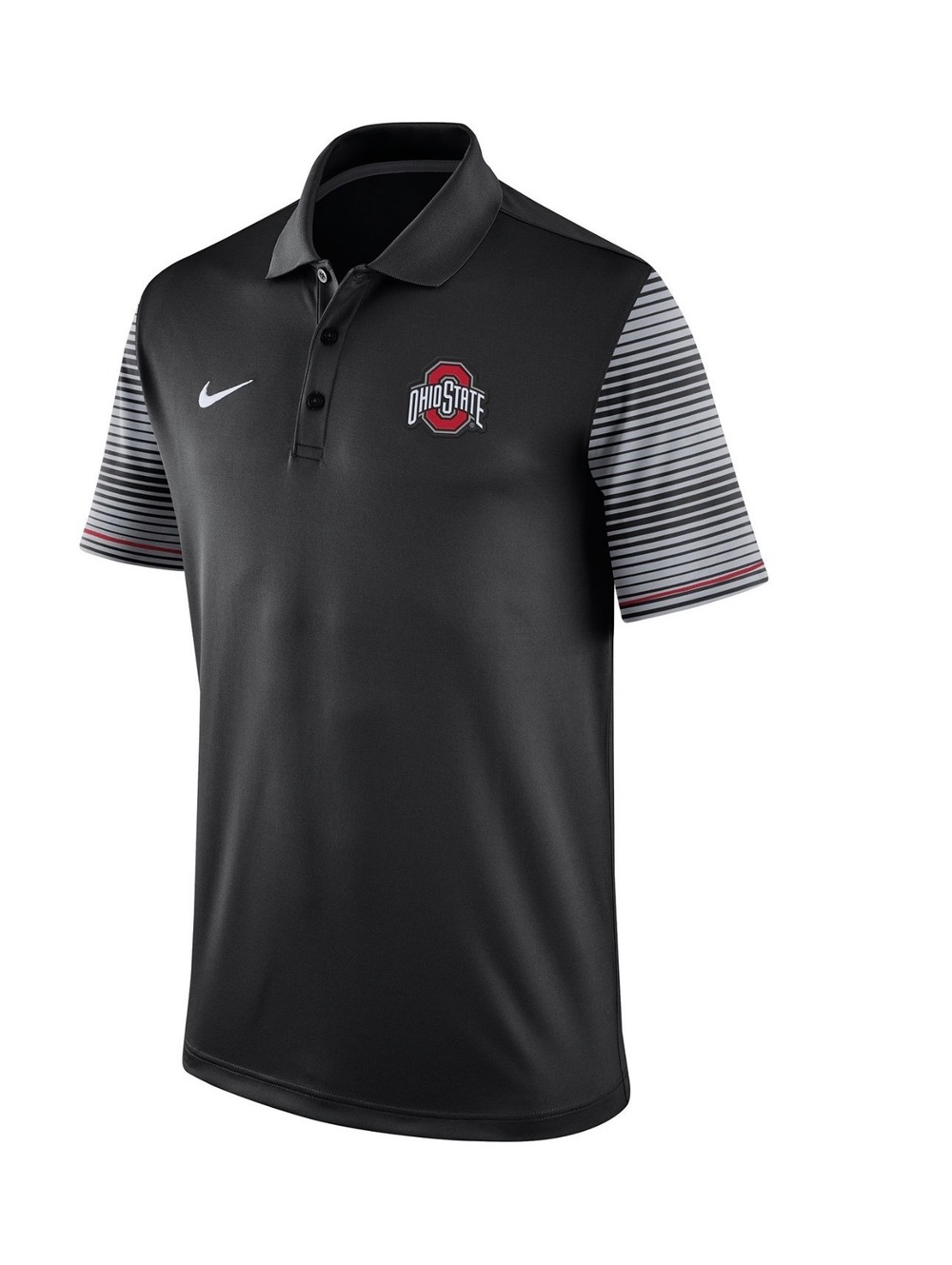 Nike Ohio State Buckeyes Dri-FIT Polo Shirt Gray Striped Sleeve Men Medium NCAA